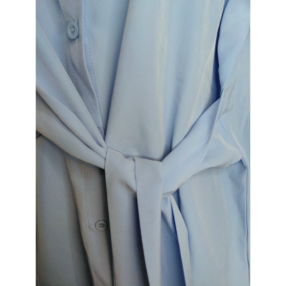 NWT Aureliennes Light Blue Tie-Waist Shirt Oversized Size XS/S Tailored Minimal - Picture 3 of 15
